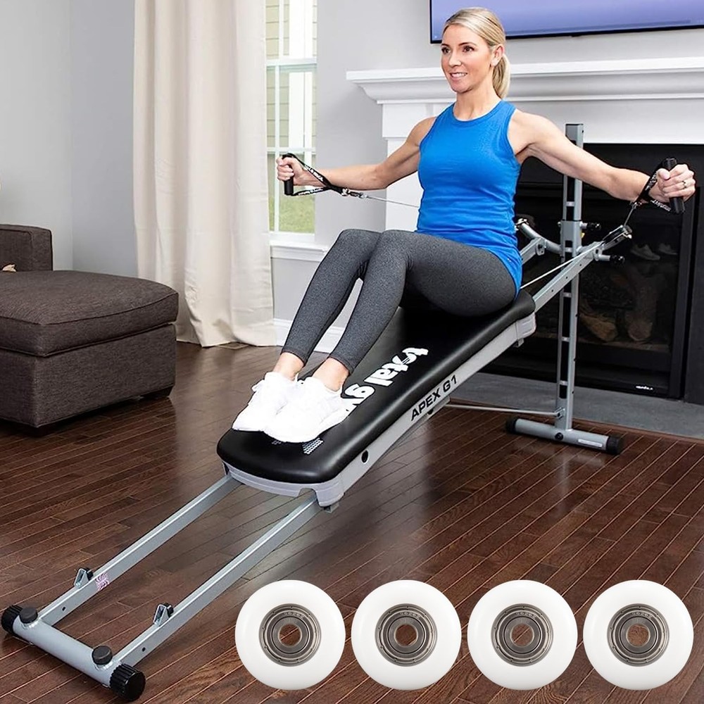 4 PCS White Replacement Wheels Rollers Fits Total Gym Models 2000 3000 XL