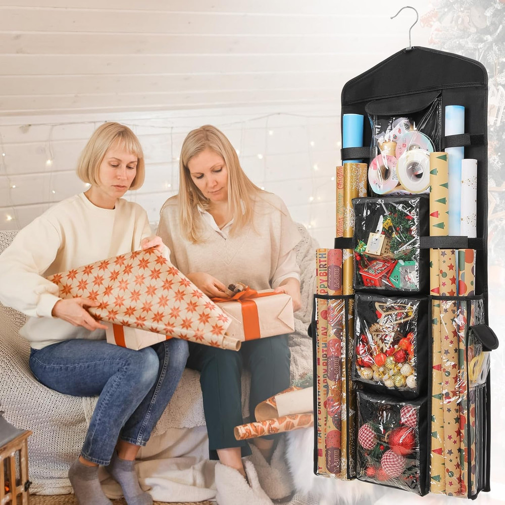 Double-Sided Hanging Gift Wrap Storage Organizer