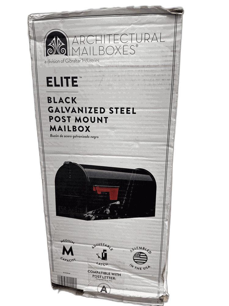 Architectural Mailboxes Elite Black, Medium, Steel, Post Mount Mailbox