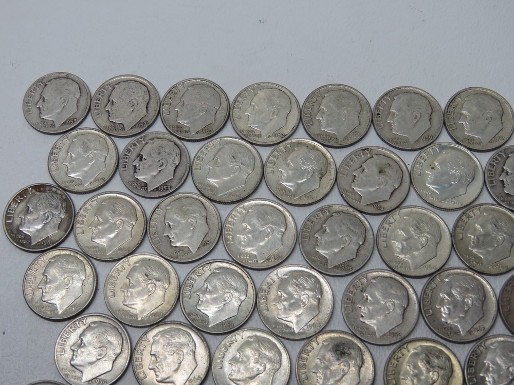 1960's Silver Dimes - 53 count, 84.61 dwt