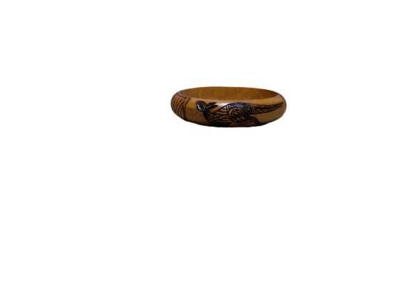 Wooden Bangle - Aboriginal Burnt Art