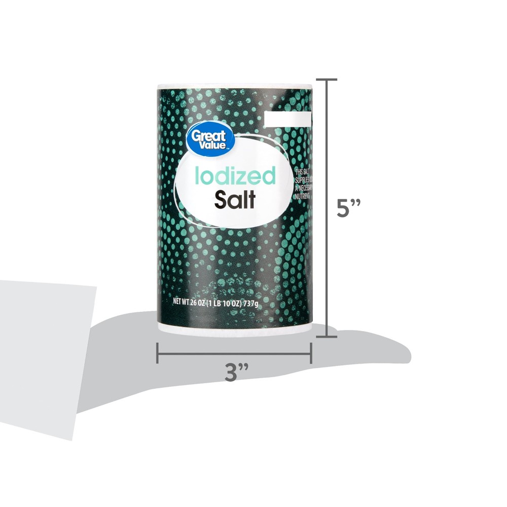 Great Value 12-Pack Iodized Salt - 26 oz Each, Essential for Kitchen & Meal Prep