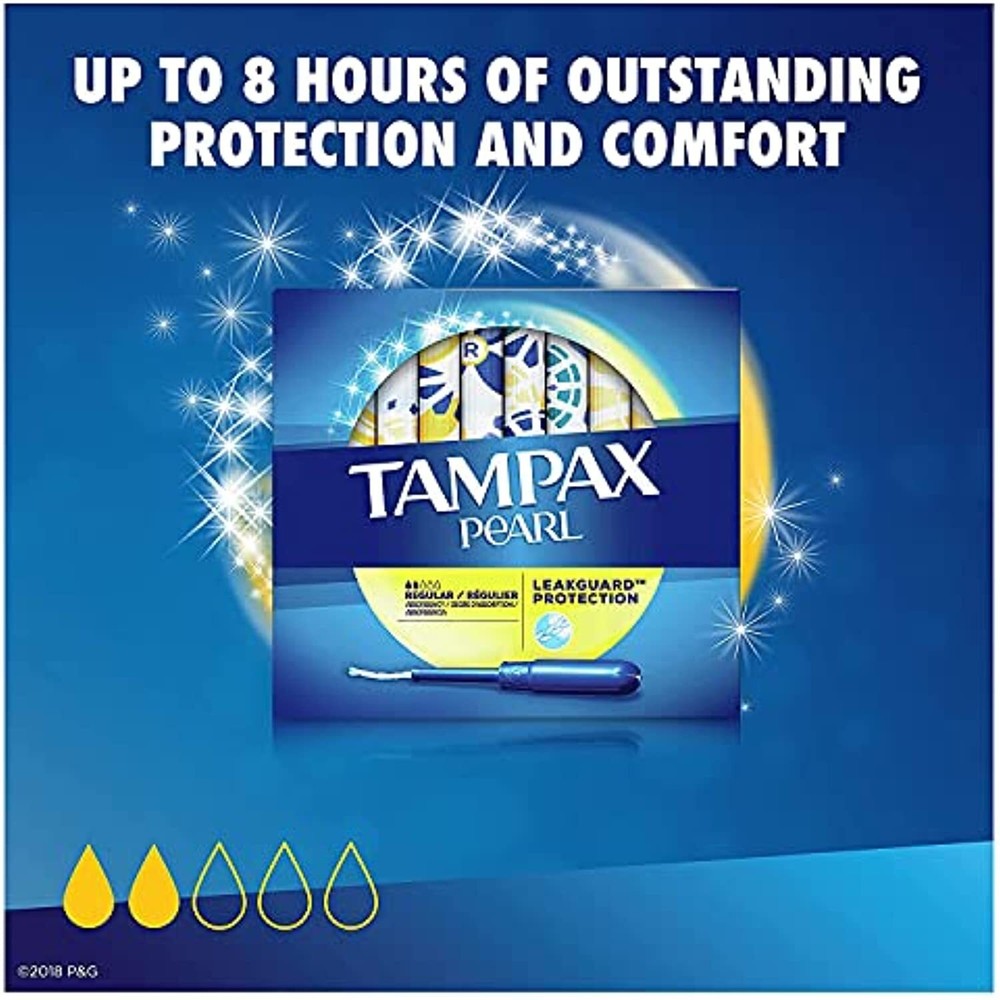 Tampax Pearl Plastic, Antigravity LeakGuard Braid, Regular Absorbency Unscented