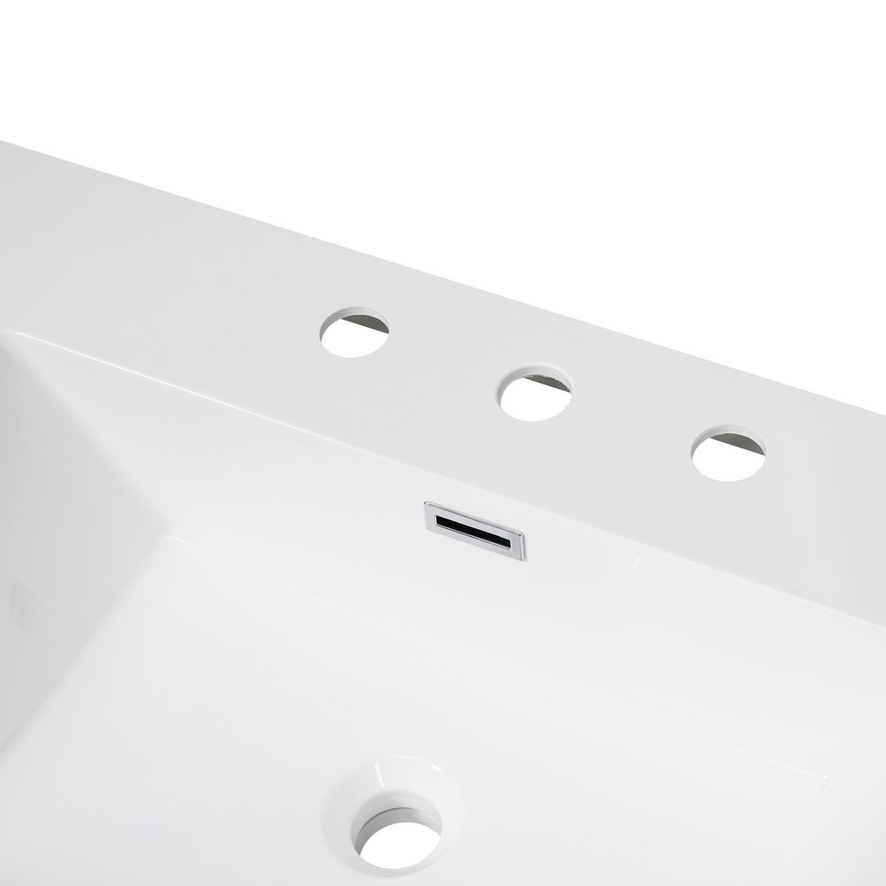 60" Resin Basin for Bathroom Vanity, with Undermount Rectangular Double Sinks, 8
