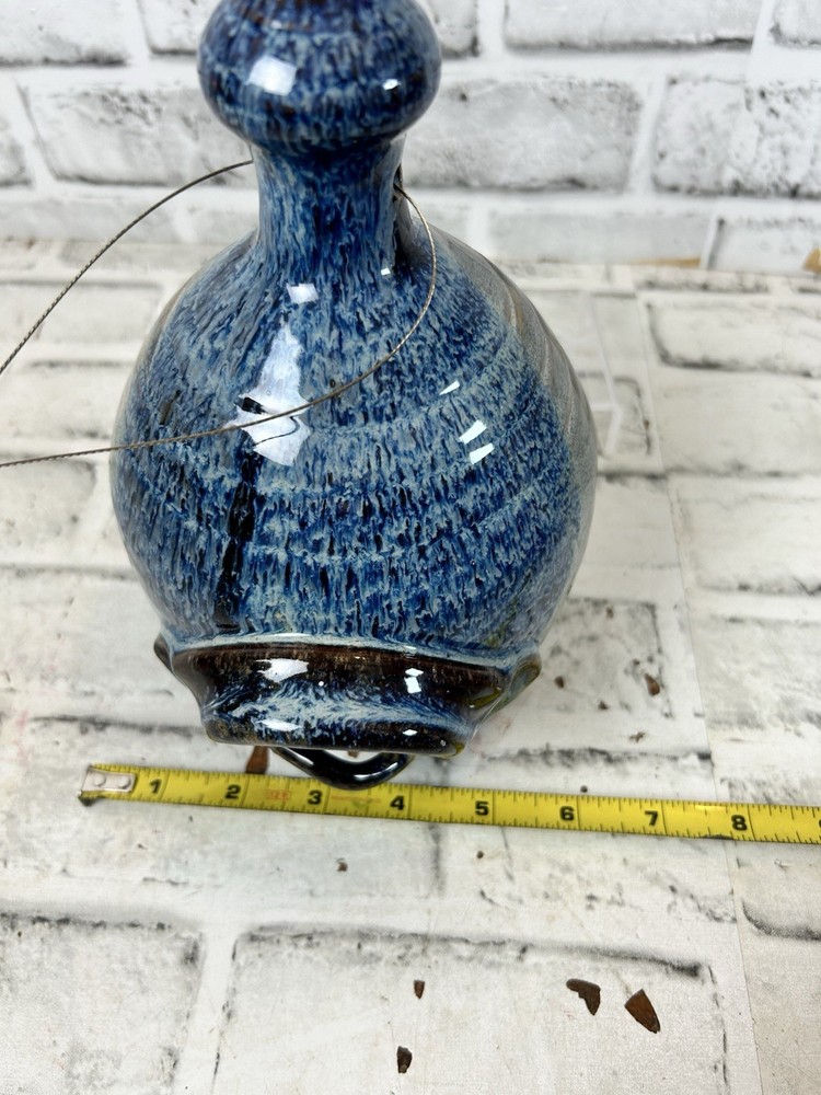 Walter Aberson Signed Blue Glaze Ceramic Birdhouse