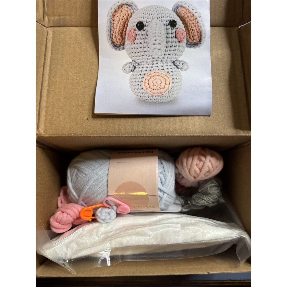 Crochet Elephant Kit with Step-by-Step Tutorial by Ucrocheter Amigurumi NEW