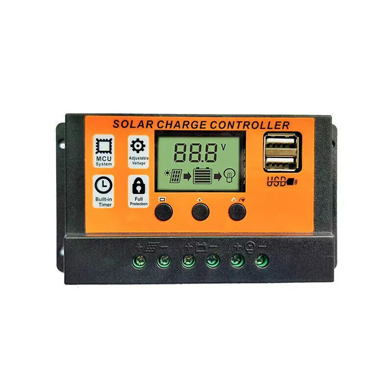 ‌100A PWM Solar Charge Controller 12V/24V Auto Tracking Panel Kit Regulator