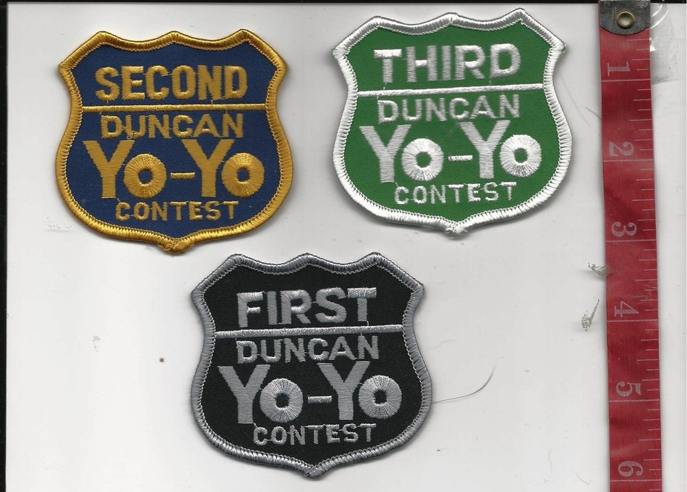 lot 3 different Duncan yo-yo contest patches first second third
