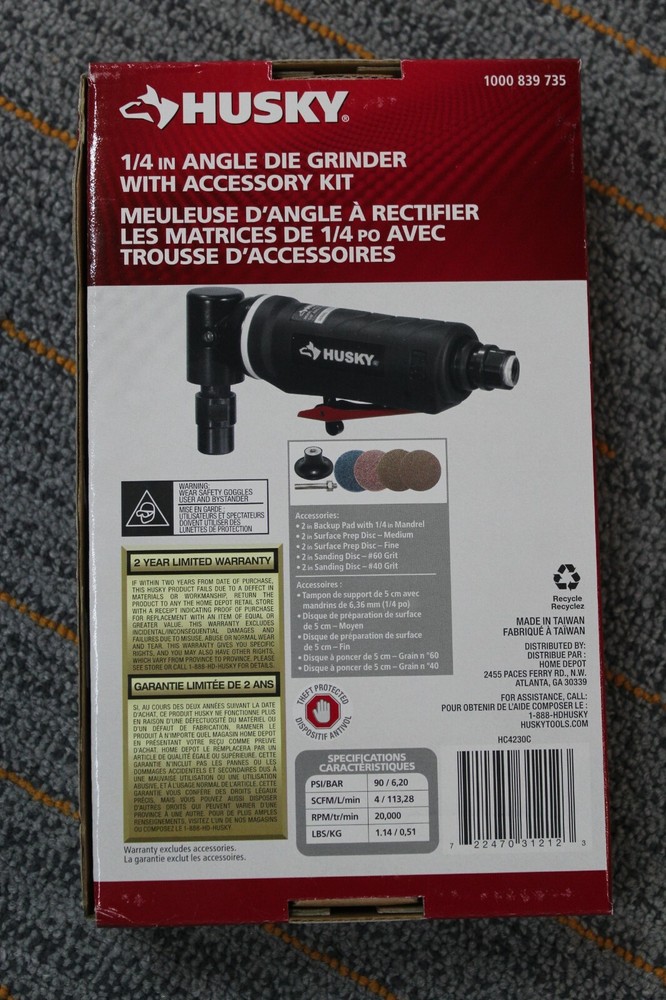 Husky 1/4" Angle Die Grinder - HC4230C