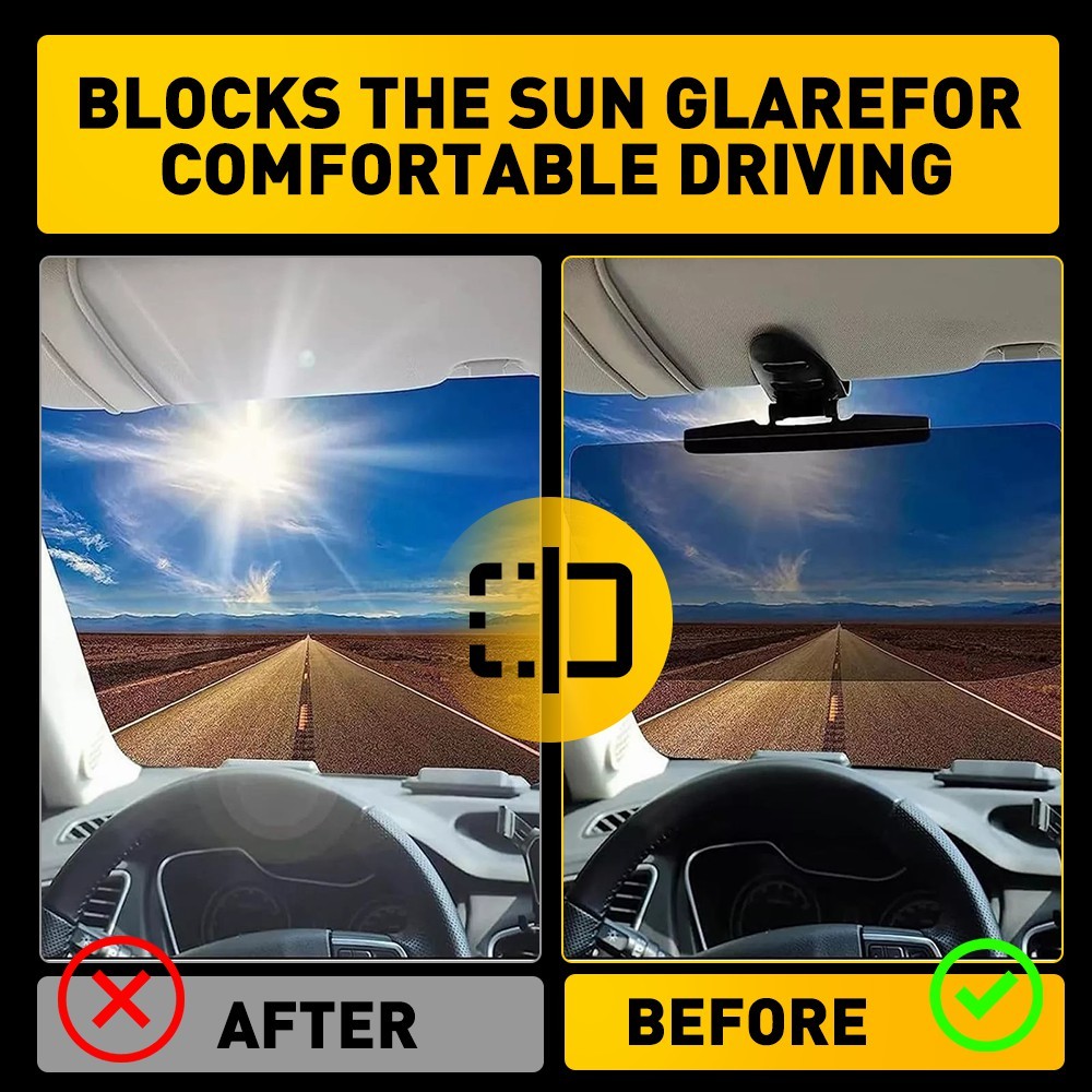 Car Sun Visor Anti Glare Extender Polarized Front Windshield Sunshade Clip On