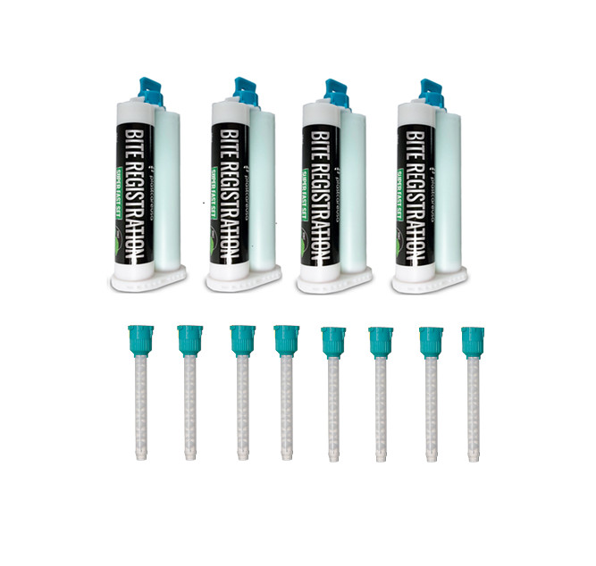 4 X 50ML VPS Mint Bite Registration Material SUPER FAST Set +8 Mixing Tips