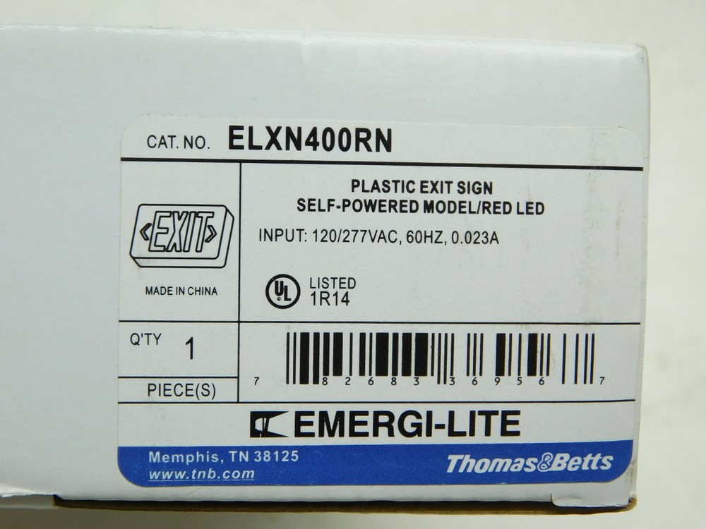 Thomas & Betts LED Exit Sign Model - ELXN400RN Plastic Self Powered RED LV