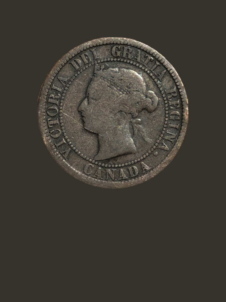 1876 H Canada Large One Cent Coin - VG condition
