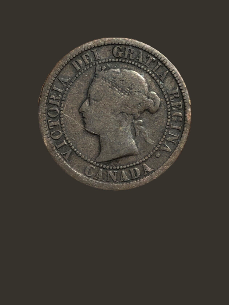 1876 H Canada Large One Cent Coin - VG condition