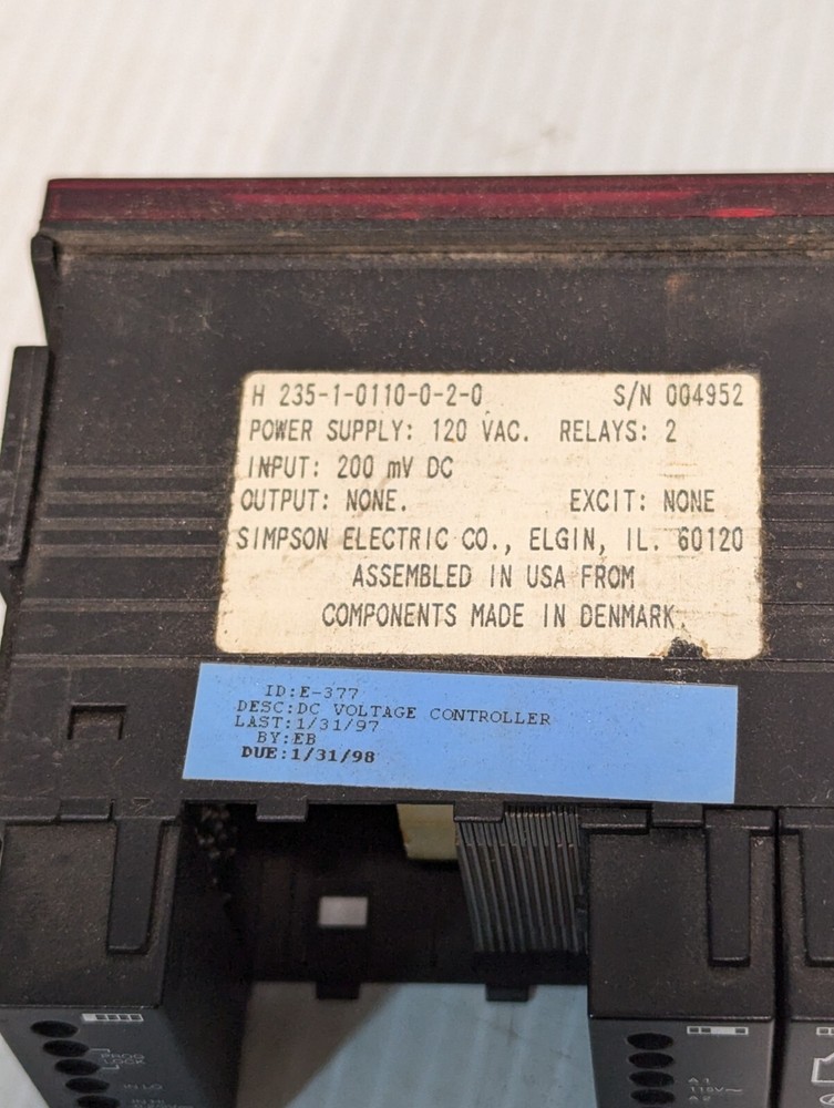 Simpson Electric Hawk II H 235-1-0110 Digital Panel Meter+Return