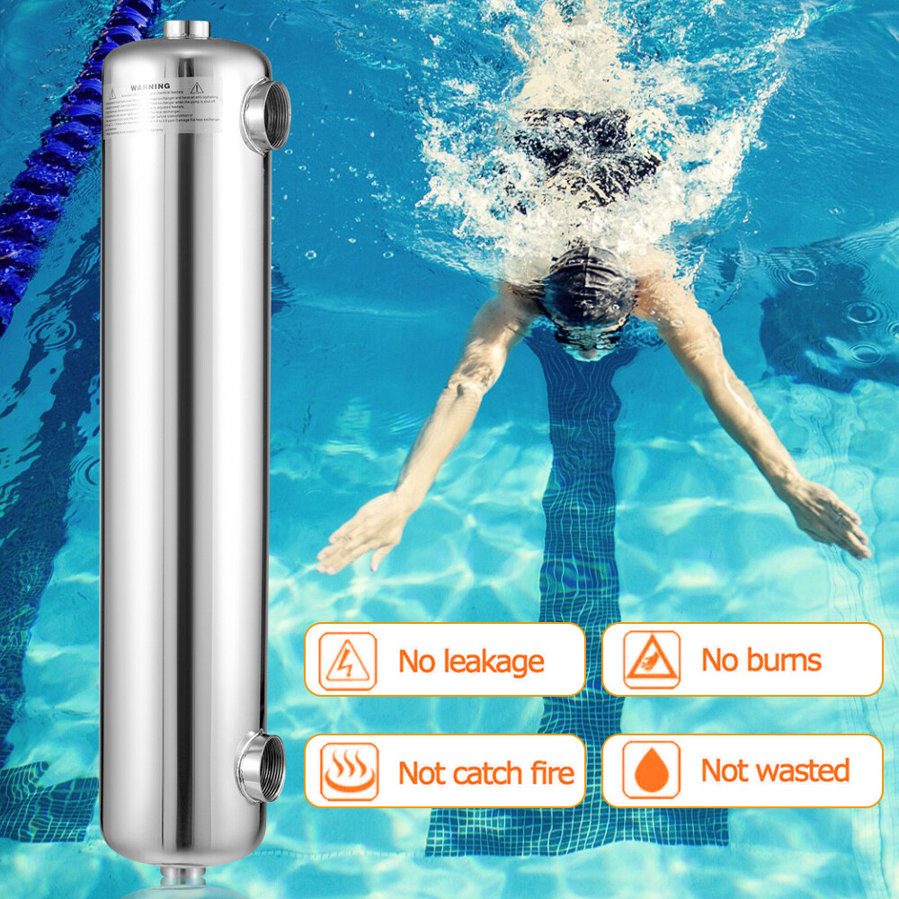 Swimming Pool Heat Exchanger 200 kBtu/hour 1"+1 1/2" FPT 304 Stainless Steel