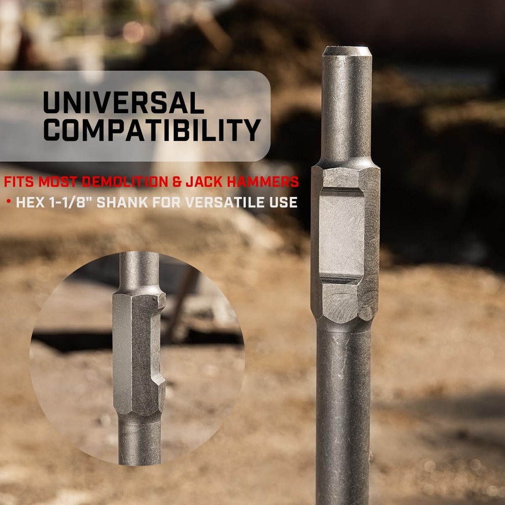 XtremepowerUS Wide Tile Chisel Bit for Demolition Medium to Large, Silver