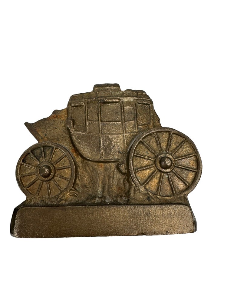 Vintage Heavy Brass Stage Coach Bookends