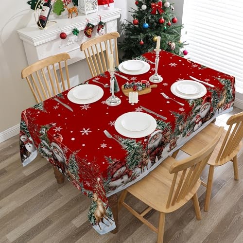 Christmas Tablecloth 60x84 Inches for 84" x 60" (Rectangular) Red Santa