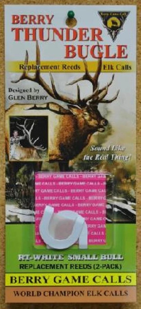 Pack of 2 Berry Thunder Bugle Elk Game Call Replacement Reeds RT-White Thin RT-W
