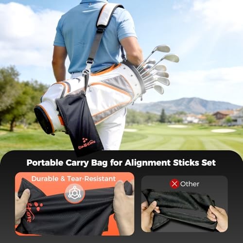 Golf Alignment Sticks Holder, Golf Training Aid with Alignment Sticks &
