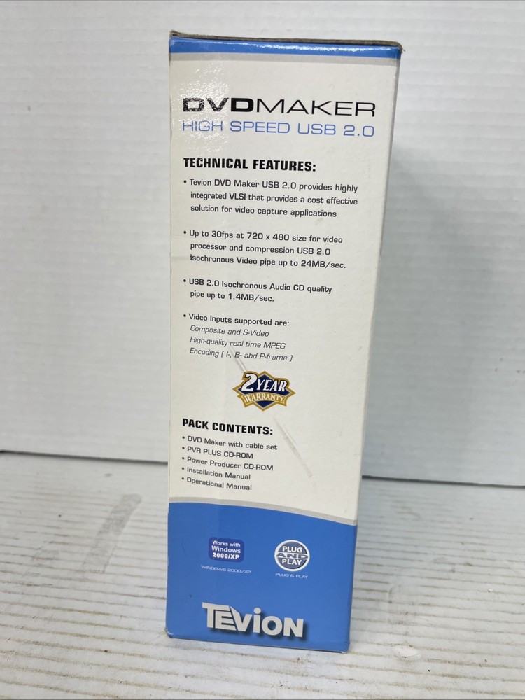 Tevion High Speed DVD Maker USB 2.0 Convert Videotapes to DVDs Using PC - NOB