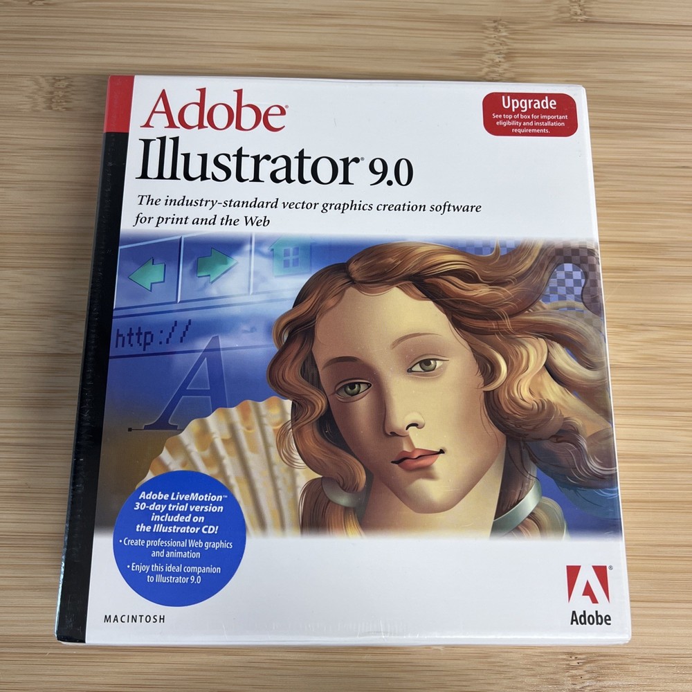 Adobe Illustrator 9.0 Upgrade Big Box Macintosh Mac with User Guide SEALED