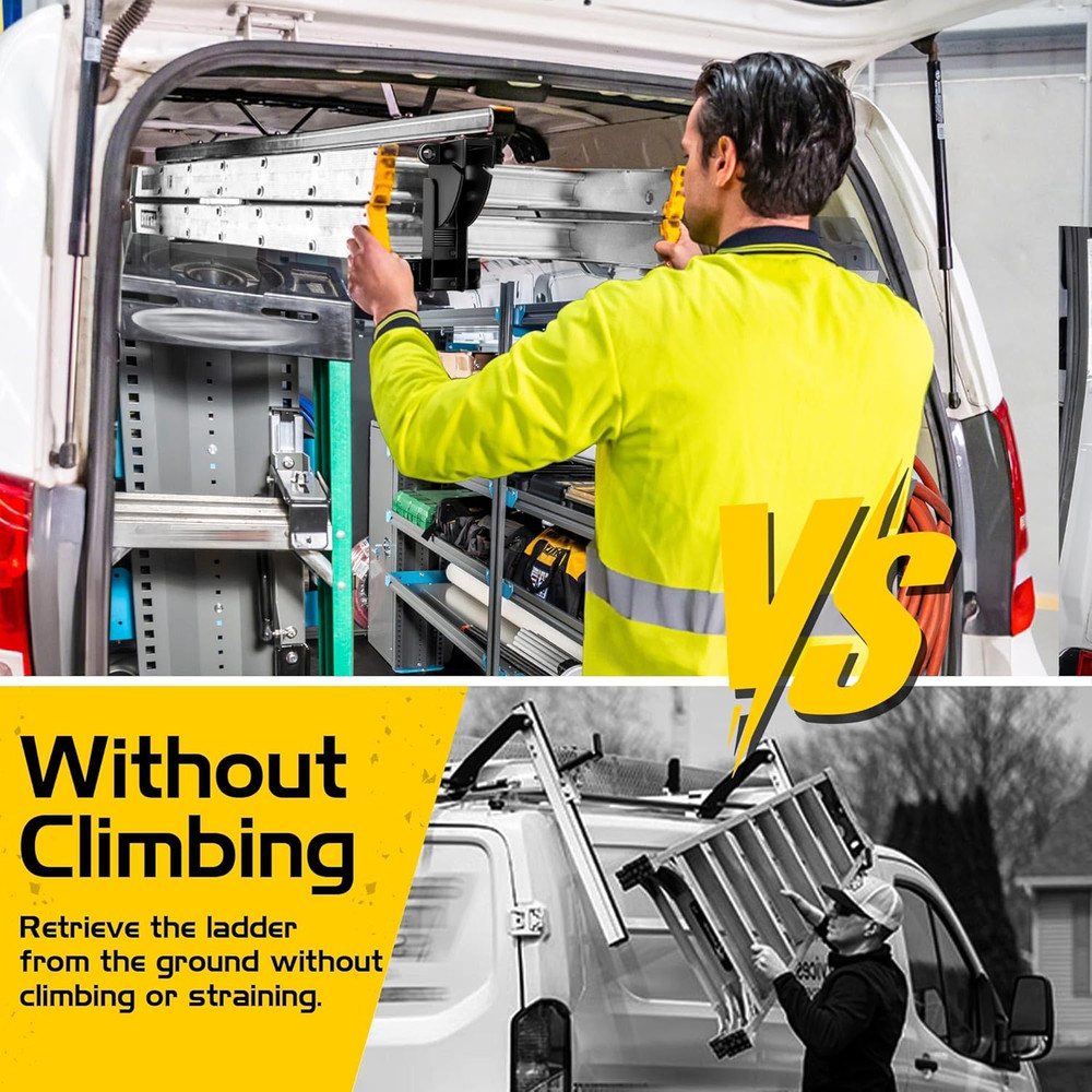 Van Ladder Storage System - Durable Overhead & Sidewall Rack with Mounting Kit