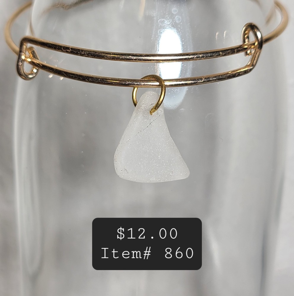 Genuine Texas Gulf Coast Sea Glass Bangle White