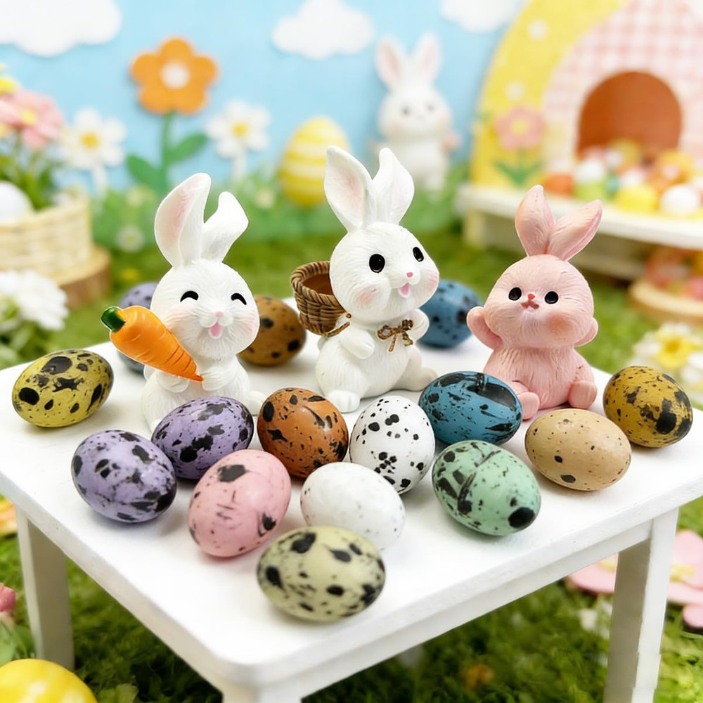 Artificial Mini Easter Eggs, 60 Pcs Resin Decor for Crafts and Spring Events