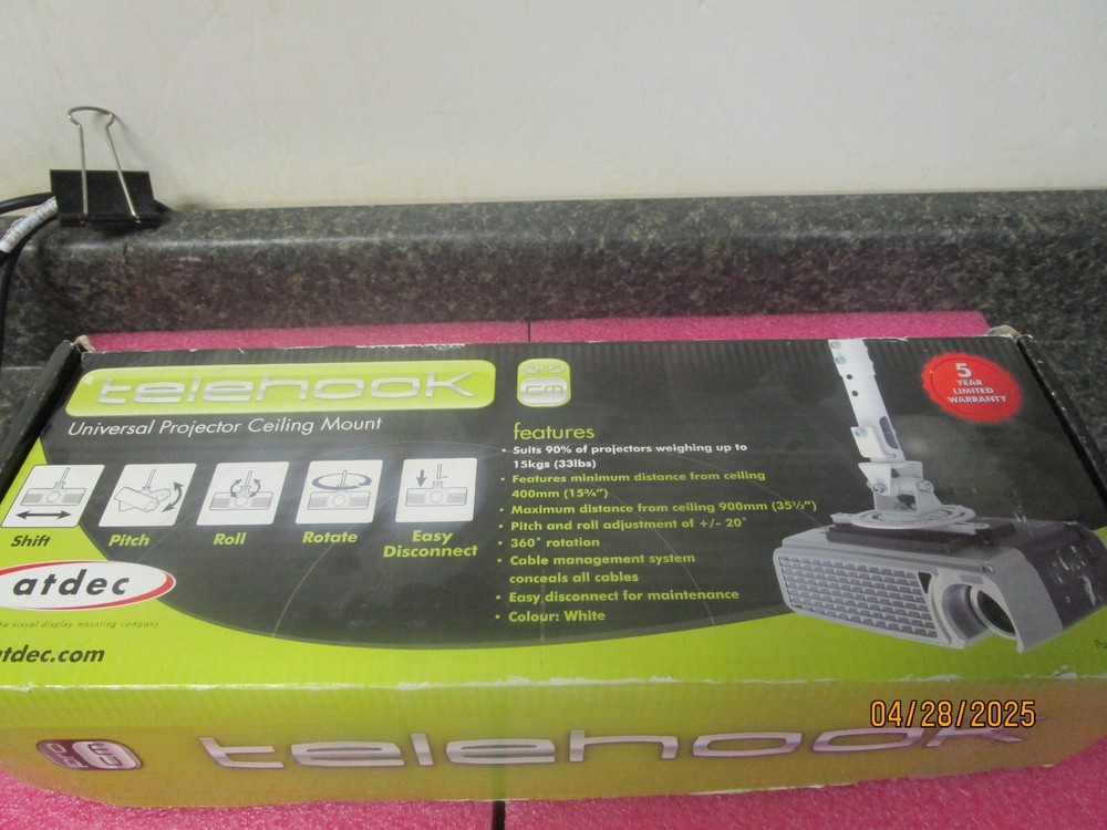 NEW! Telehook Universal Projector Ceiling Mount TH.WH.PJ.CM