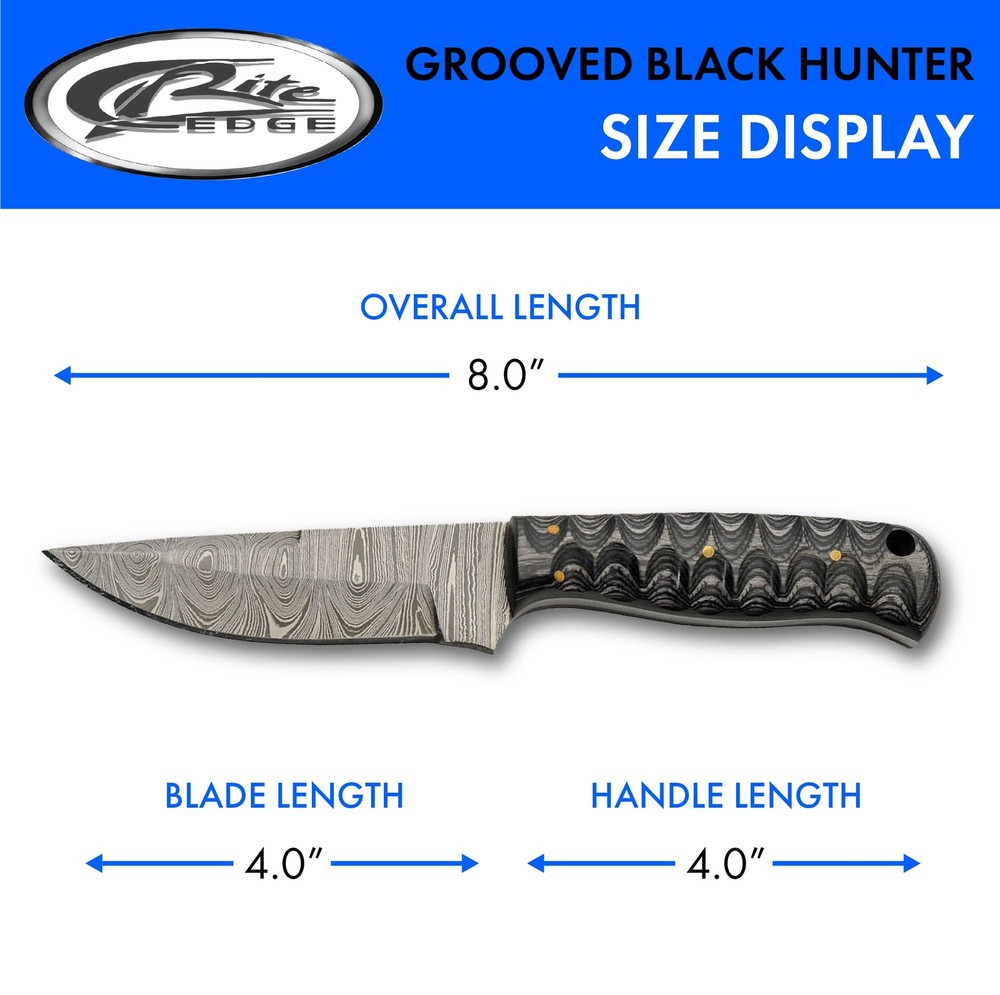 New Damascus Grooved Fixed Blade Knife DM-1360