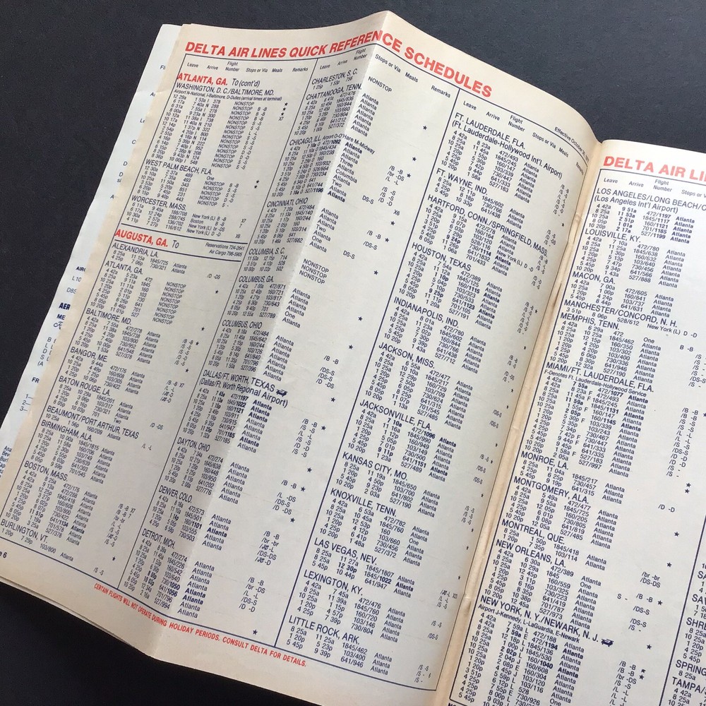DELTA AIR LINES System Timetable Oct 30, 1977.