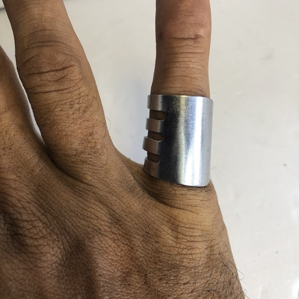 Artisan Handcrafted Fork Ring. Silver Plated Size 7