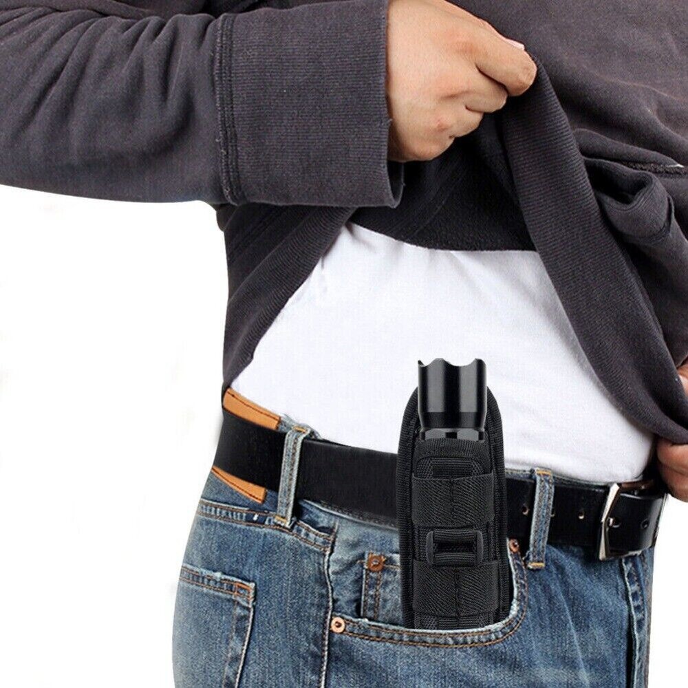 Tactical Flashlight Holder Molle Pouches 360° Rotatable Flashlight Case Pocket