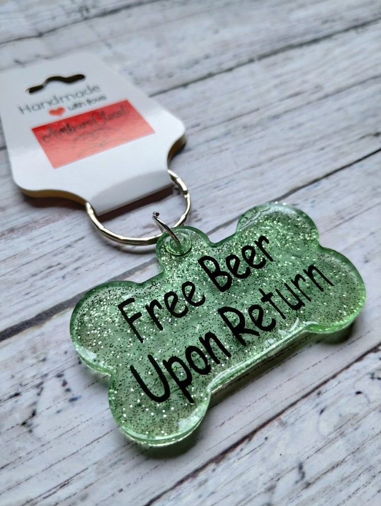 Personalized Resin Bone Dog Tag ID Customized with name & phone FUNNY Handmade