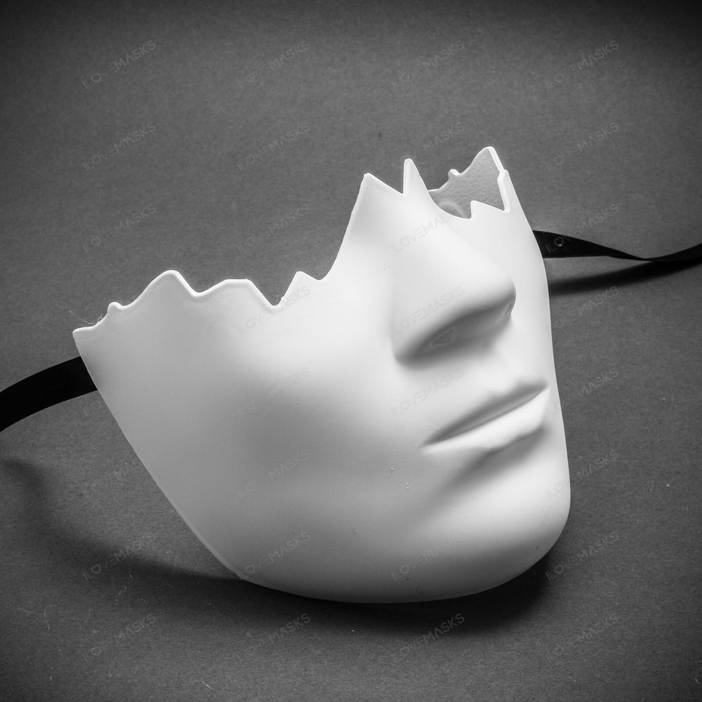 Unpainted Lower Half Face Costume Masks Masquerade - White