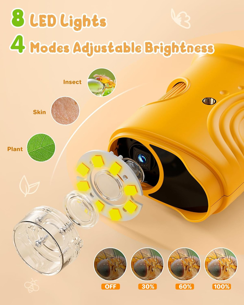 1000X Handheld Digital Microscope for Kids: Pocket Microscope with 2.0" IPS Scre