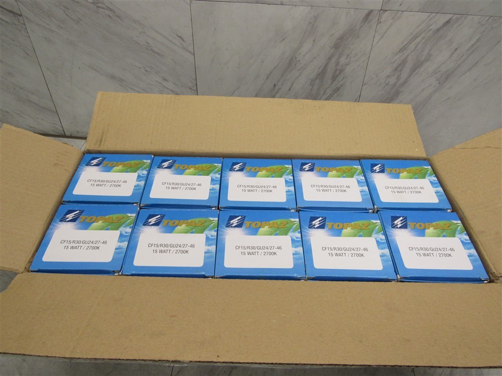 Lot of 10 NEW TOPAZ CF15/R30/GU24/28 R30 Flood Lights 15W 120V