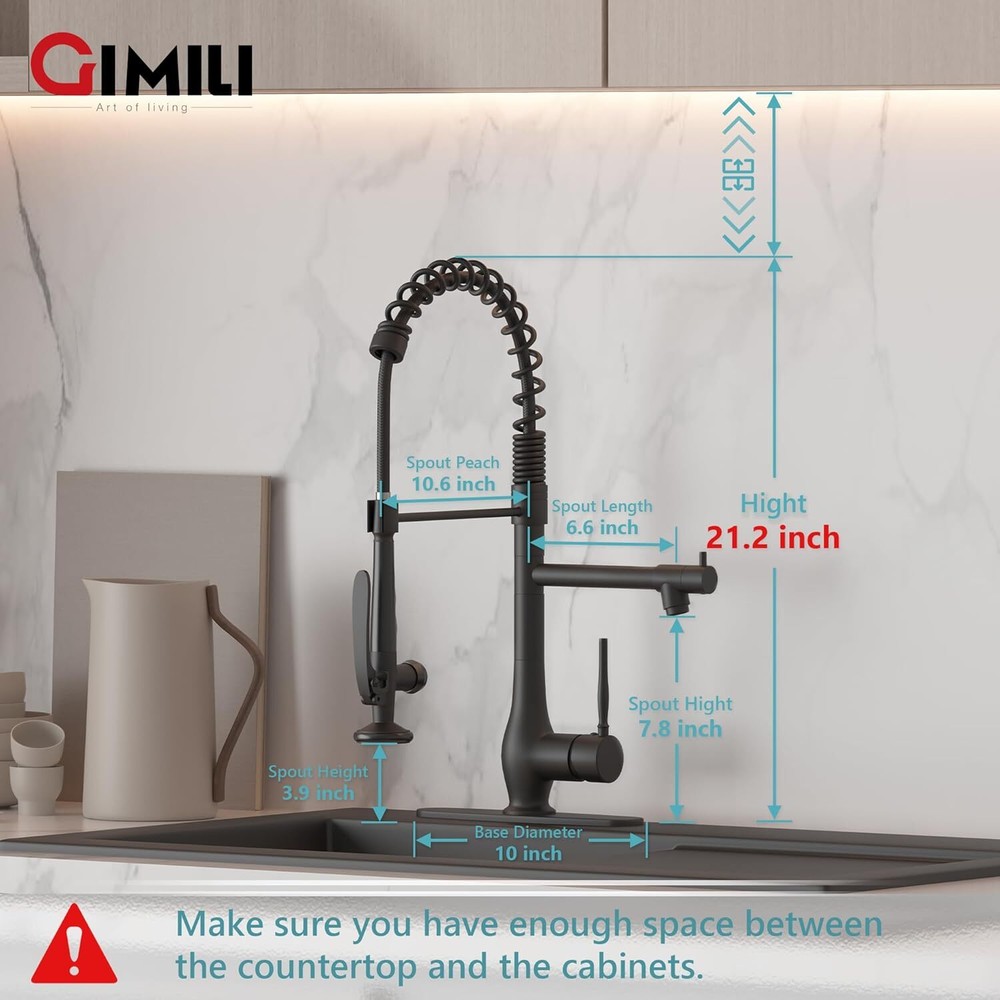 Matte Black Kitchen Faucet with Pull Down Sprayer Single Handle High Pressure