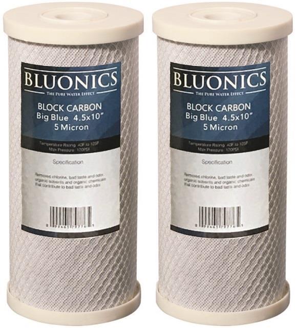 2-PK BLUONICS Carbon Block Water Filters Standard 4.5" x 10" Cartridges