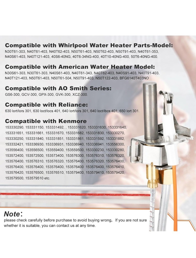 100112330 Water Heater Pilot Assembly for 300 301 Series Whirlpool Water Heater