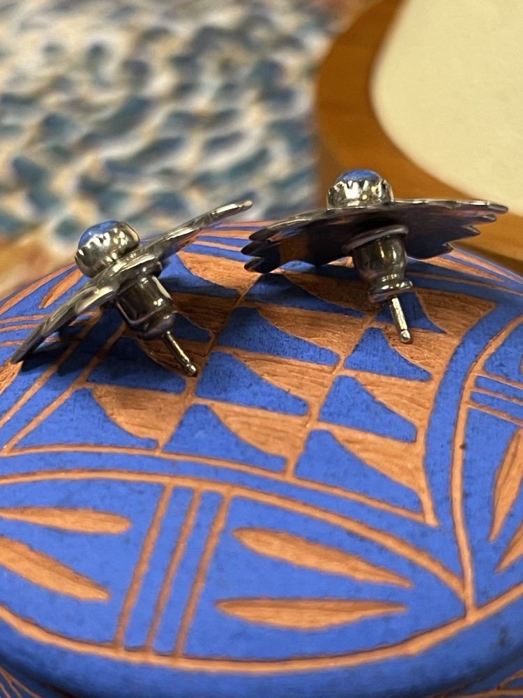 Sterling Silver Southwestern Post Back Denim Lapis Earrings