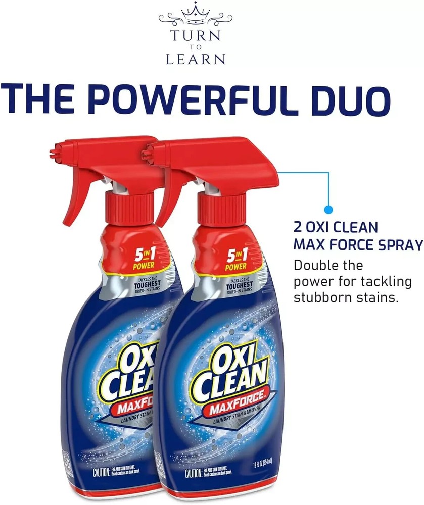 2-Pack Oxi Clean MAXFORCE Stain Remover Spray Laundry 12 Ounces Each