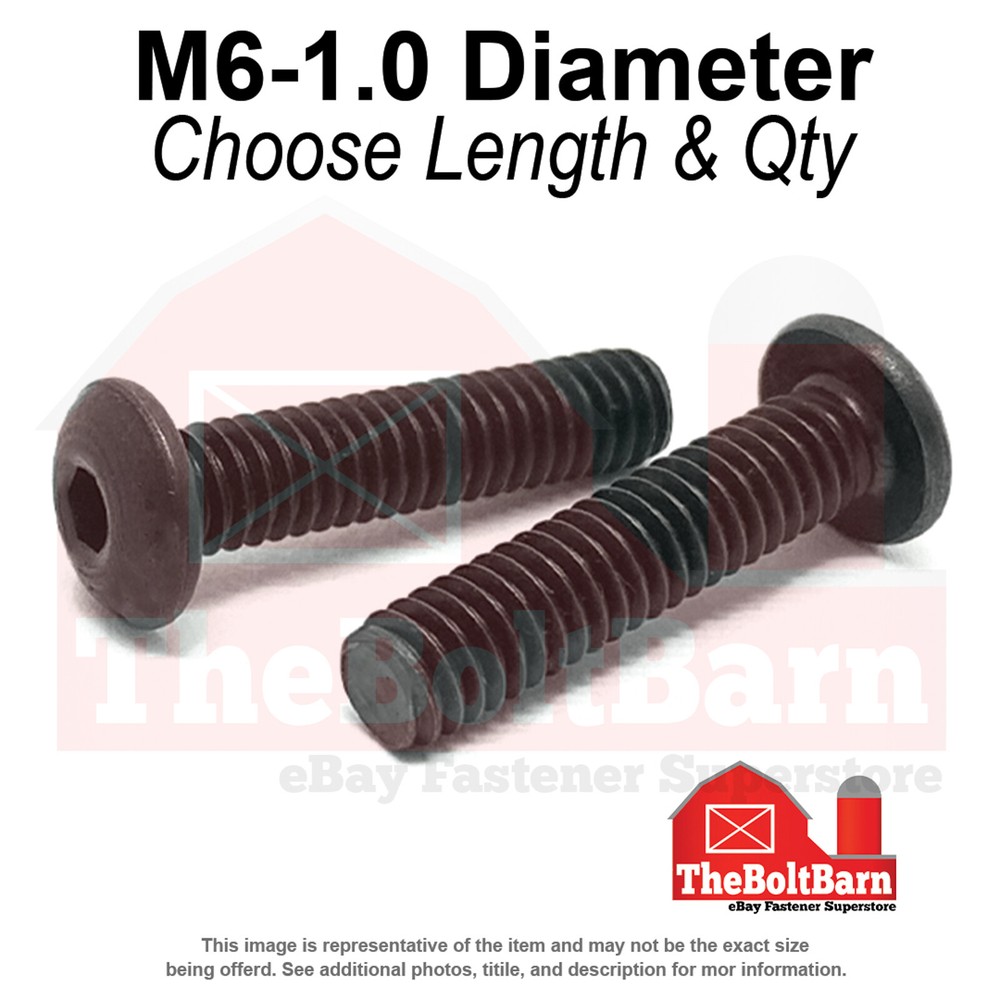 M6-1.0 CL12.9 Coarse Button Socket Cap Screws Black Oxide (Pick Length & Qty)