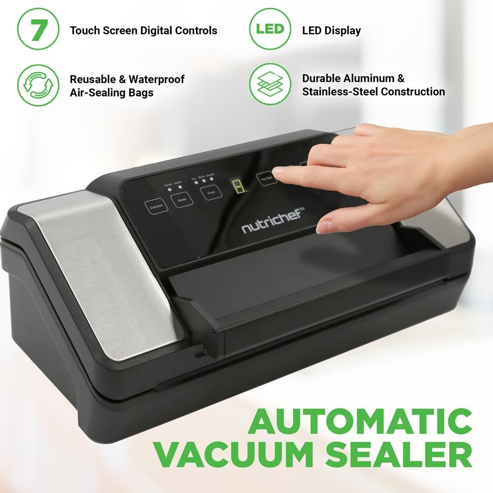 NutriChef Automatic Food Vacuum Sealer w/ Double Sealing Function (Black)