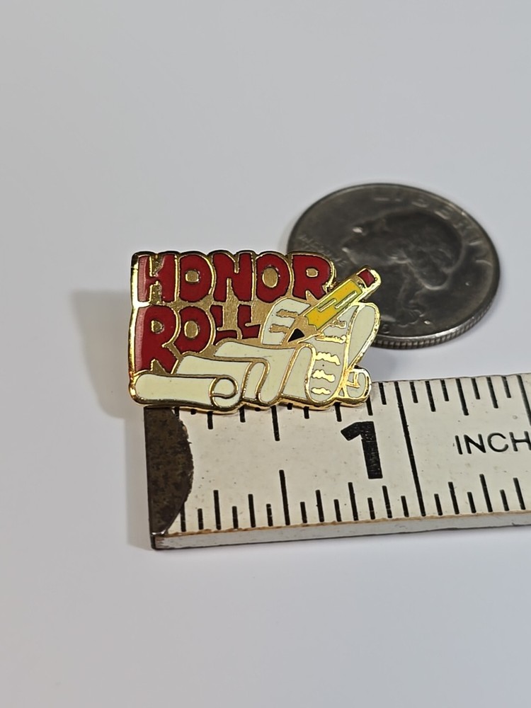 Honor Roll Scroll & Yellow Pencil Lapel Pin