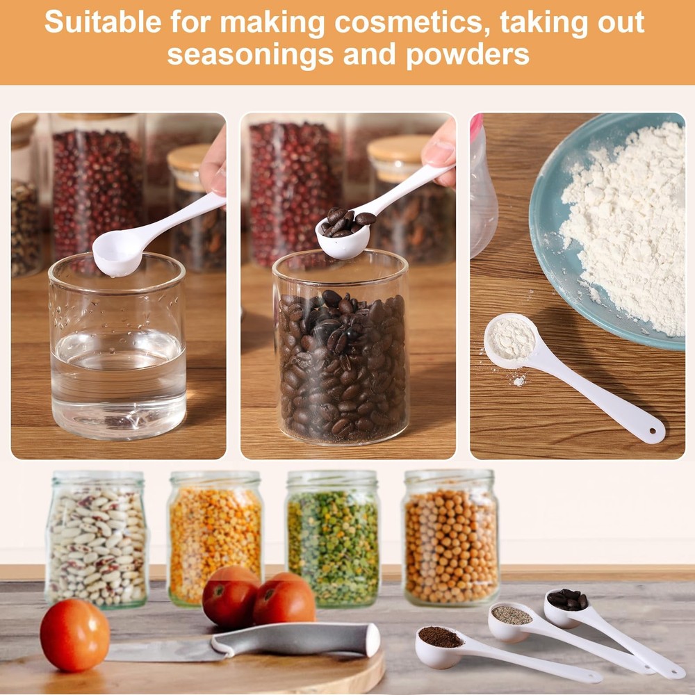 Maxdot 200 Pcs Teaspoon Measuring Spoons Bulk Reusable Plastic Scoop Measurin...