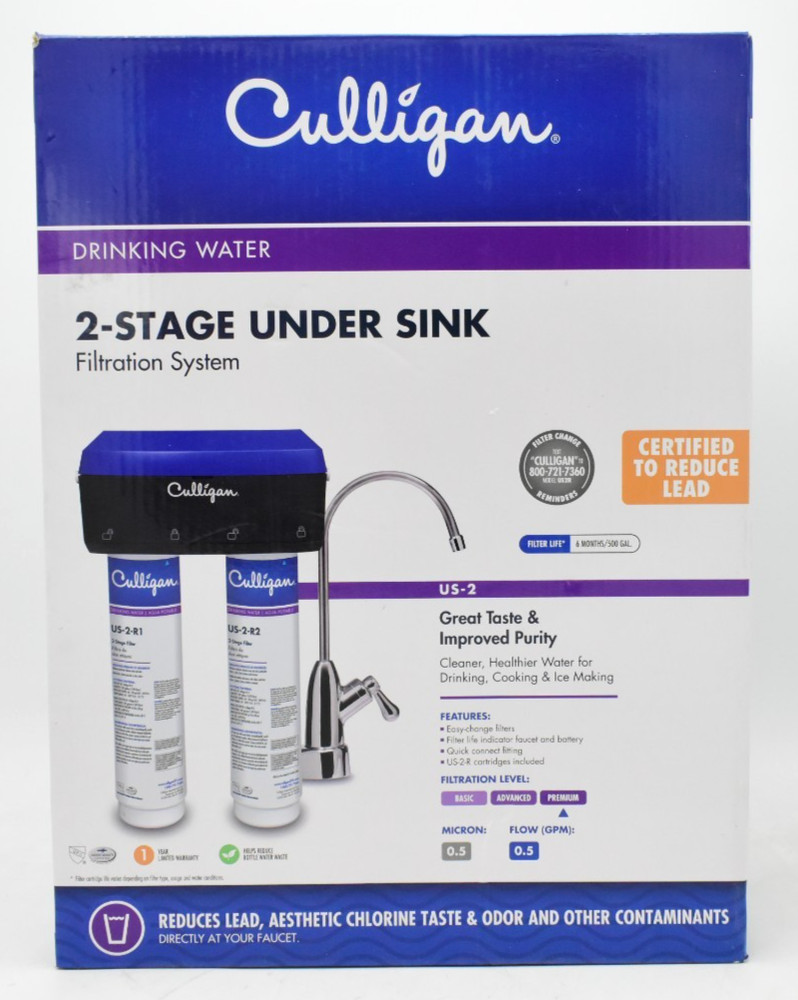 Culligan US-2 Under Sink 2-Stage Water Filtration System - Open Box