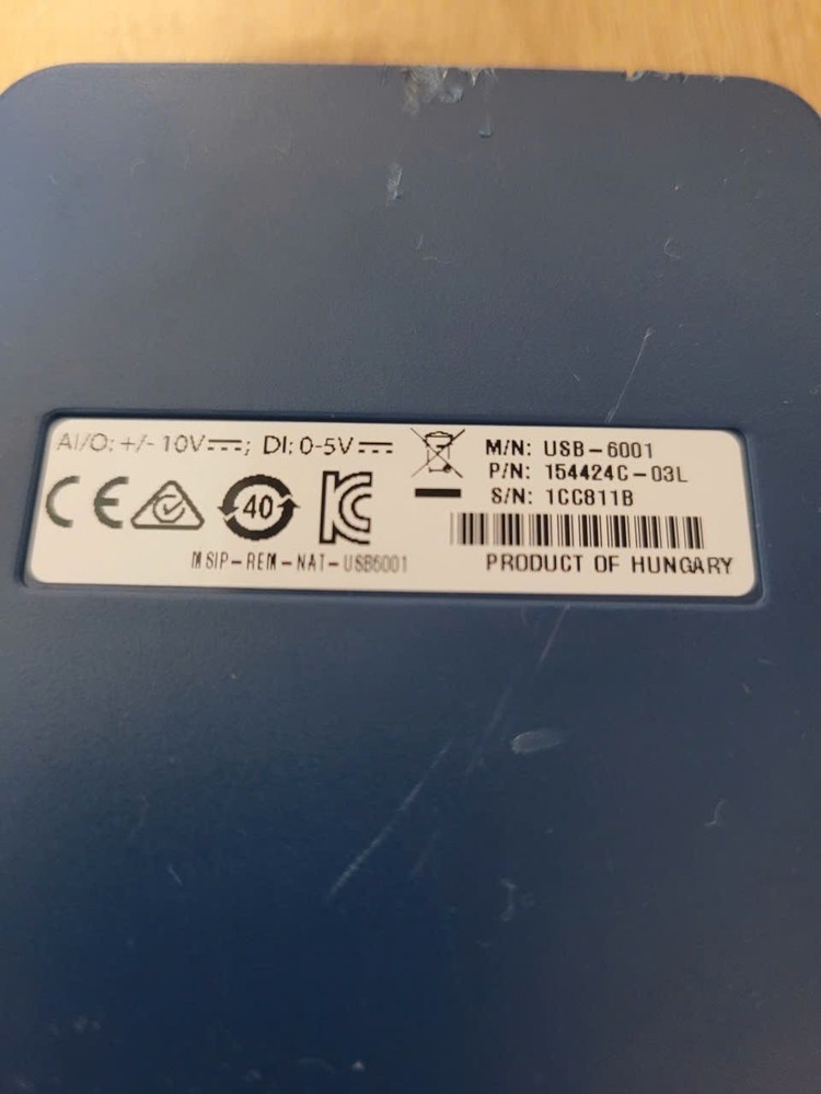 National Instruments USB-6001 154424C-03L USB Data Acquisition Multi-Function